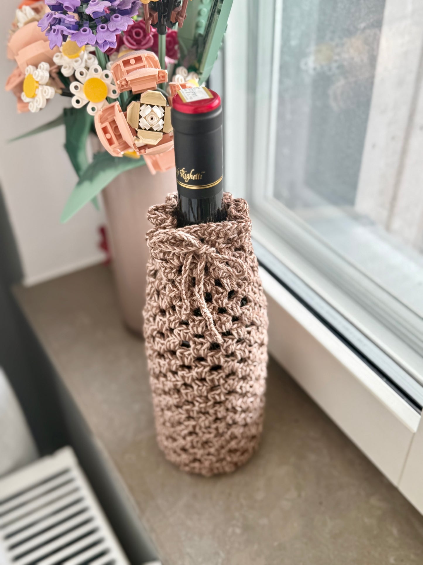 Virkad flaskhållare